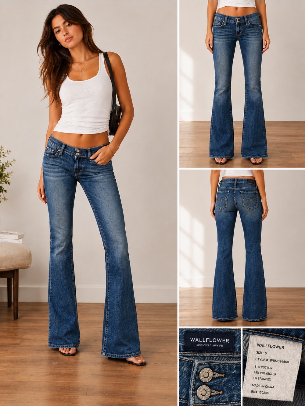 WallFlower Luscious Curvy Fit Bootcut Jeans Size 5 – Medium Wash Stretch Denim